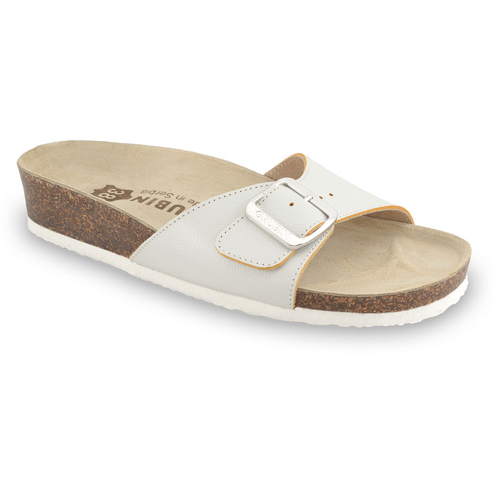 MADRID Women's leather slippers (36-42) - white, 42