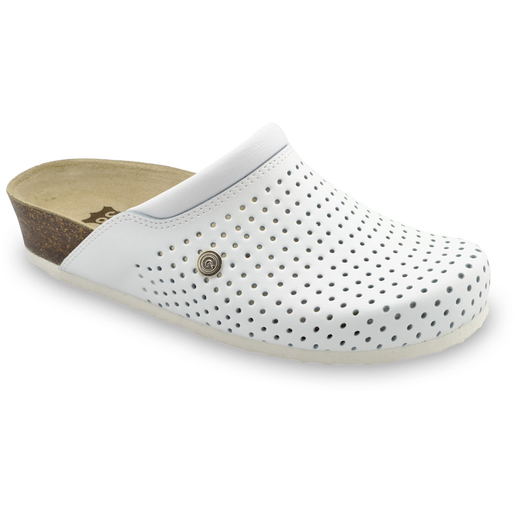 BEOGRAD Women's leather closed slippers (36-42) - white, 37