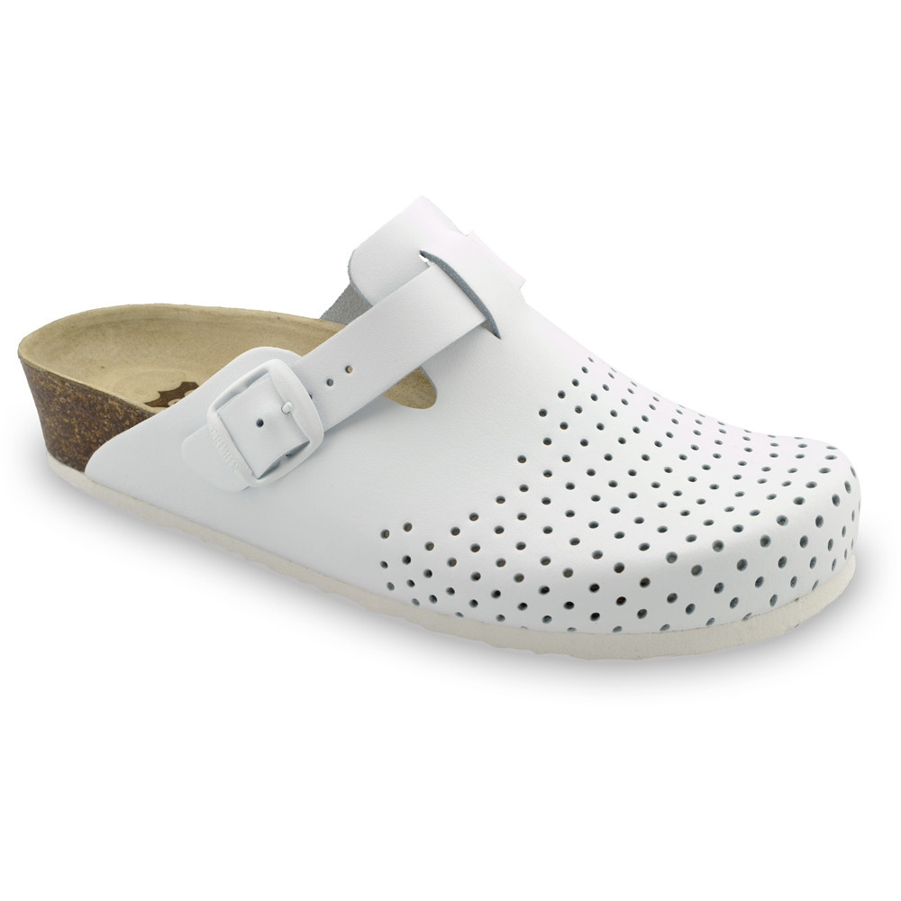 BEOGRAD kožené dámské uzavřené papuče (36-42) - bílá, 42