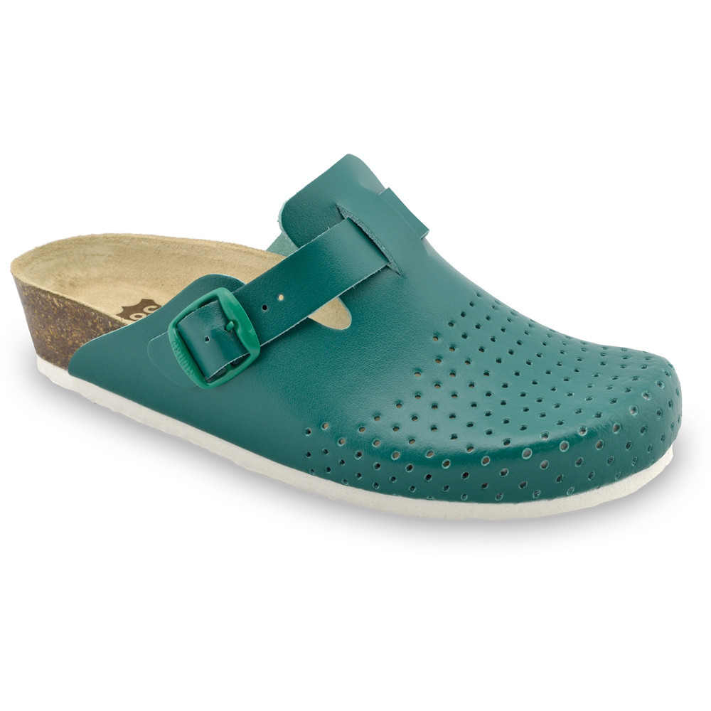 BEOGRAD Women's leather closed slippers (36-42) - green, 39