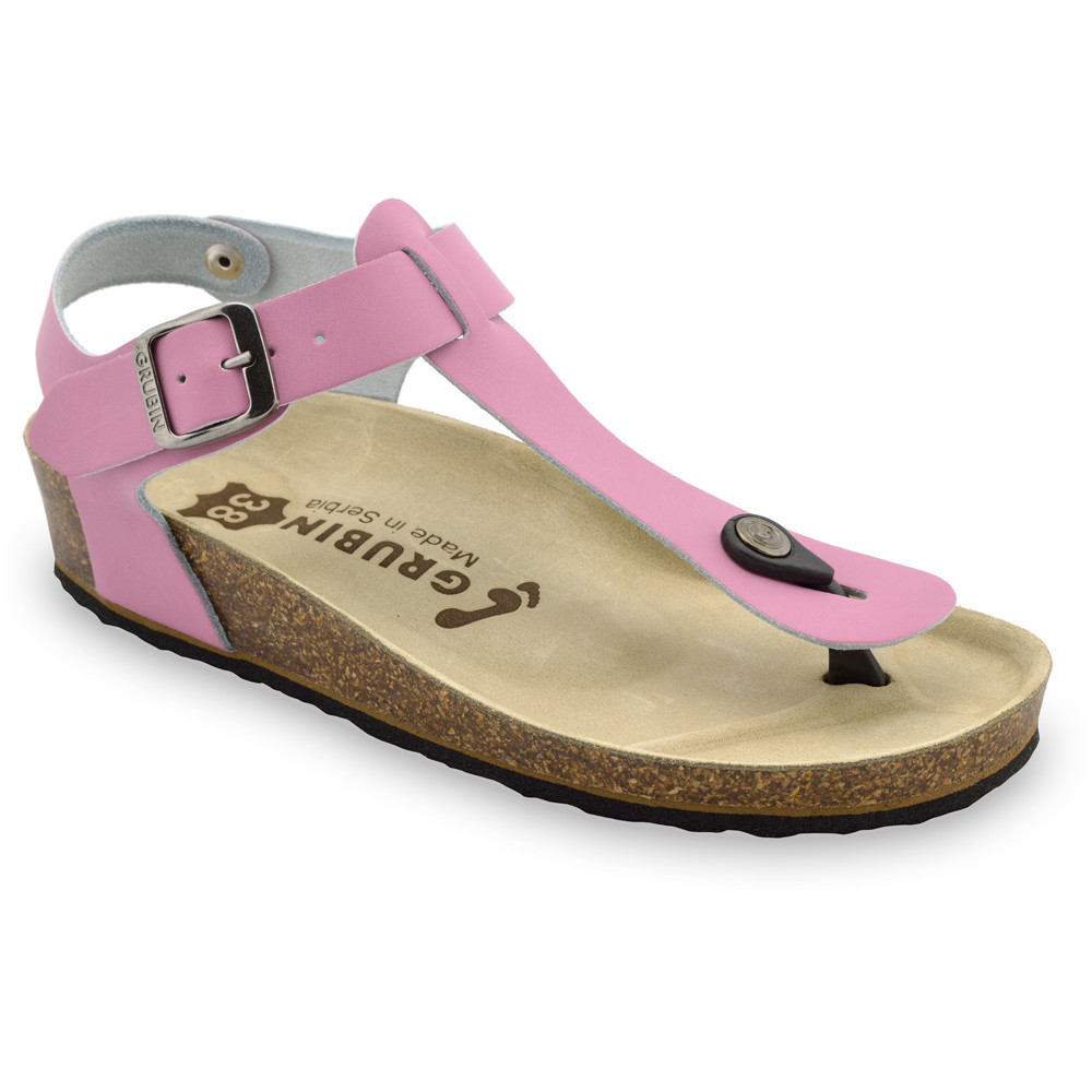 TOBAGO Women's sandals with thumb support - leather (36-42) - pink, 37