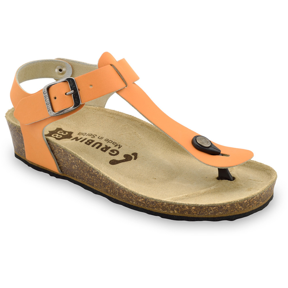 TOBAGO Women's sandals with thumb support - leather (36-42) - orange, 40