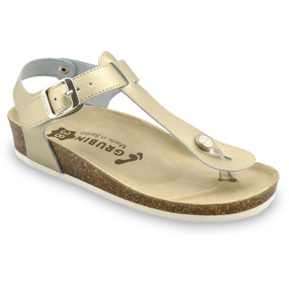 TOBAGO sandály s oporou palce pro dámy - kůže kast (36-42) - zlatá, 38