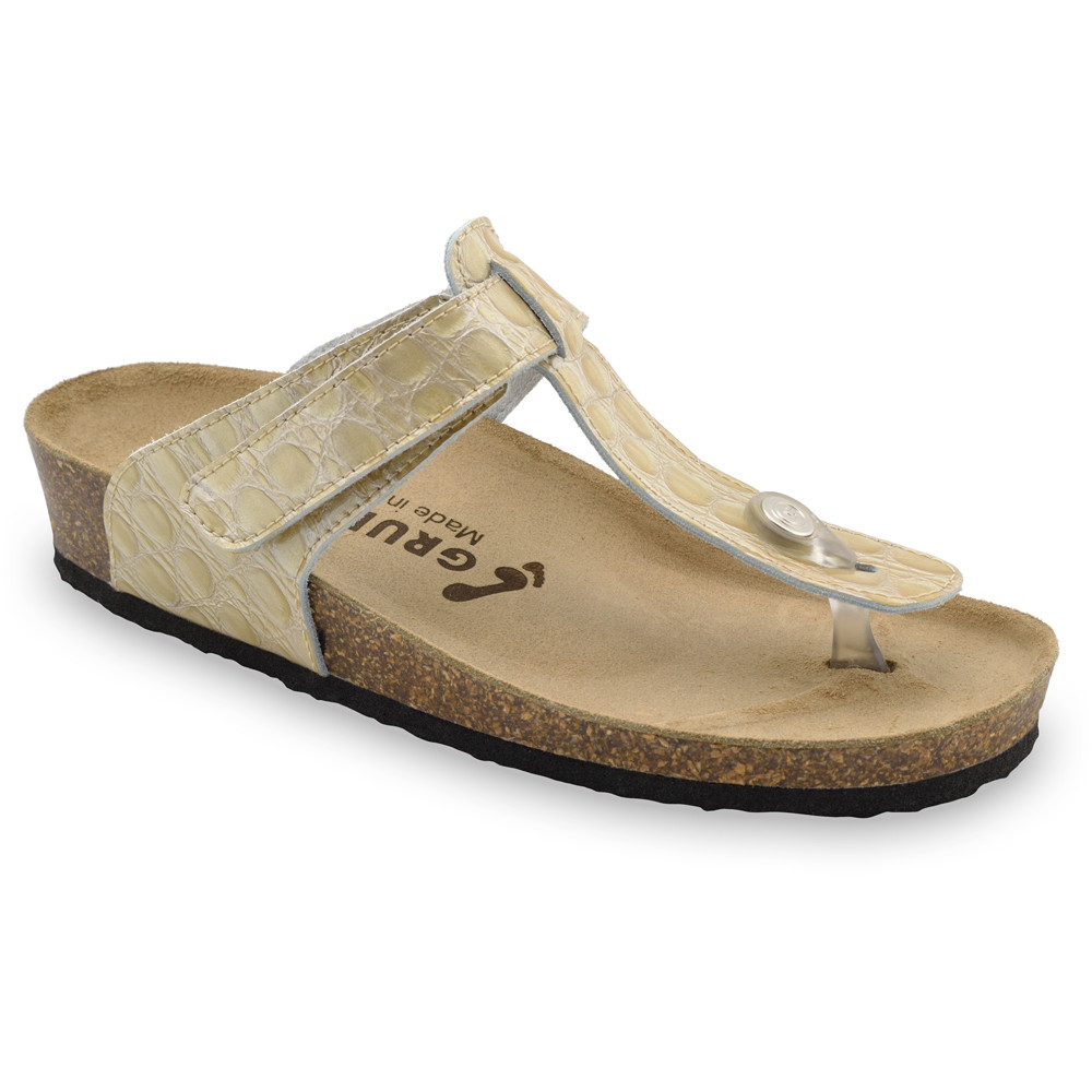 SAYONARA Women's leather flip flops (36-42) - beige, 36