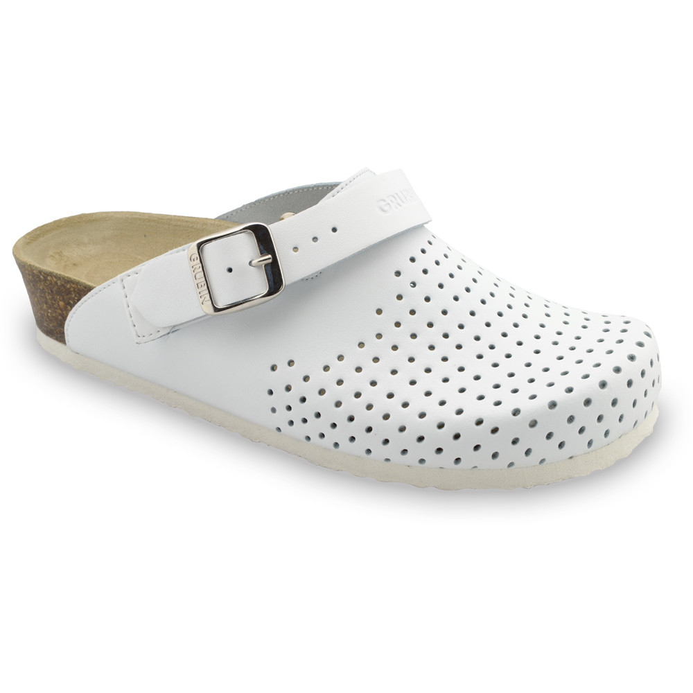 STOCKHOLM Women's leather closed slippers (36-42) - white, 36