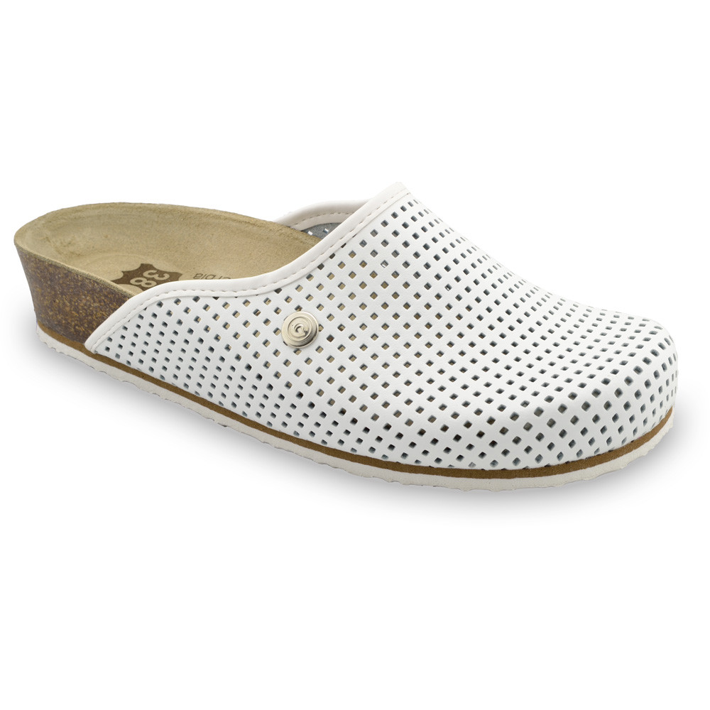 TERRA Women's leather closed slippers (36-42) - white, 37