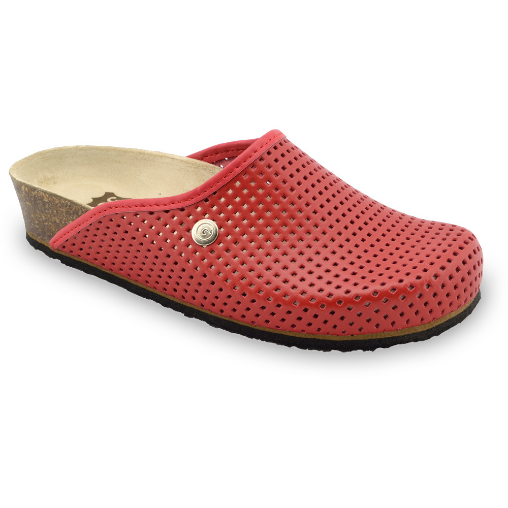 TERRA Women's leather closed slippers (36-42) - red, 36