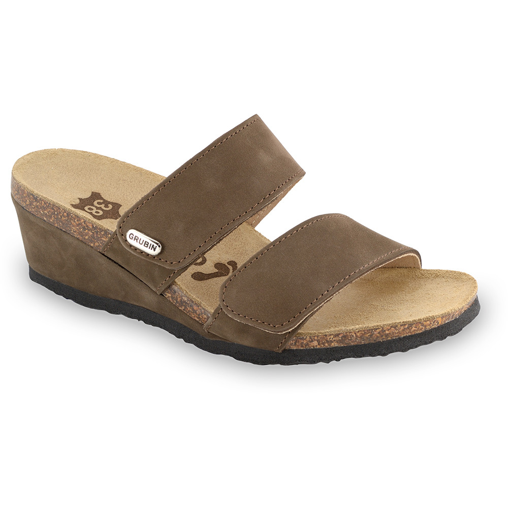KRISTI Women's leather slippers (36-42) - brown, 37