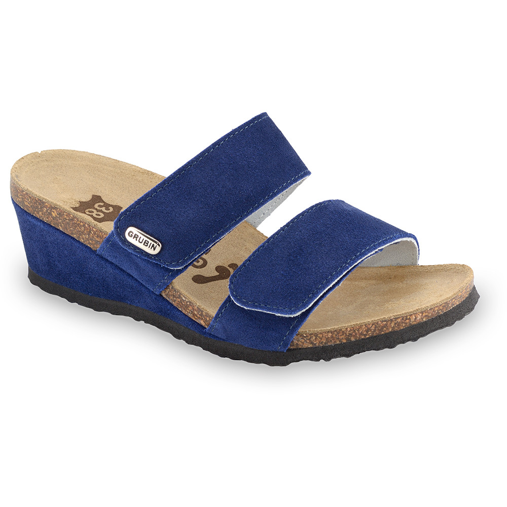 KRISTI Women's leather slippers (36-42) - blue, 36