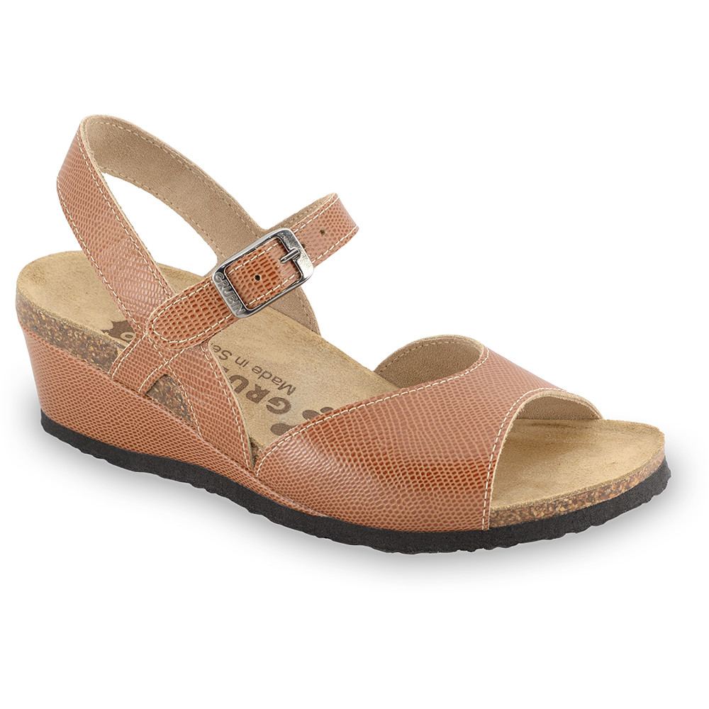 HALDEJA Women's sandals - leather (36-42) - brown viper, 37
