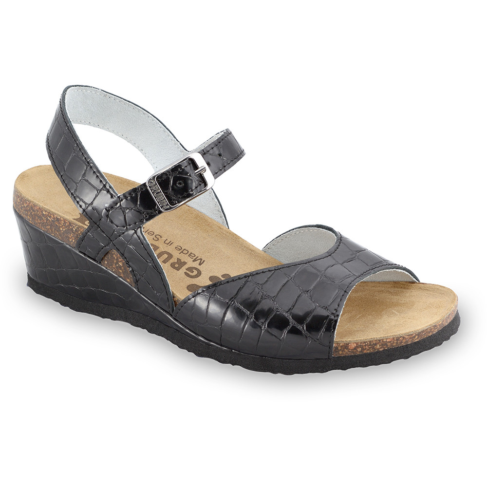 HALDEJA Women's sandals - leather (36-42) - black viper, 36