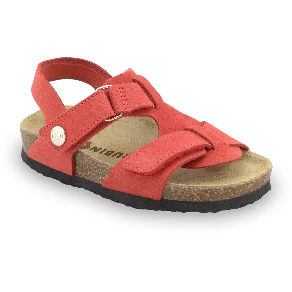 ROTONDA skórzane sandały dziecięce-welur (30-35) - czerwony, 35