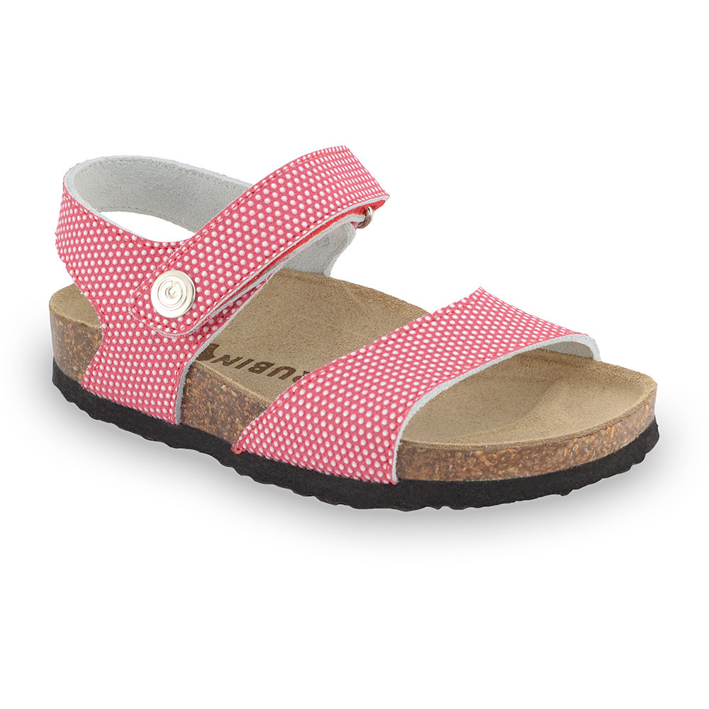 LEONARDO sandały dla dzieci - skóra nubuk (23-29) - czerwony, 26