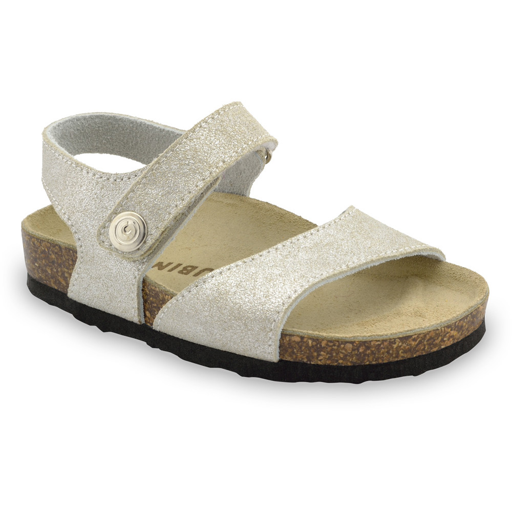 LEONARDO sandály pro děti - kůže (30-35) - stříbrná, 34