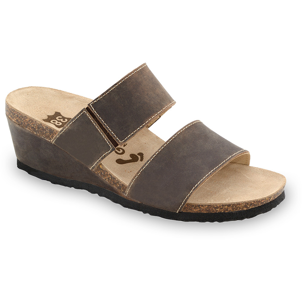 NATASHA Women's leather slippers (36-42) - brown, 40
