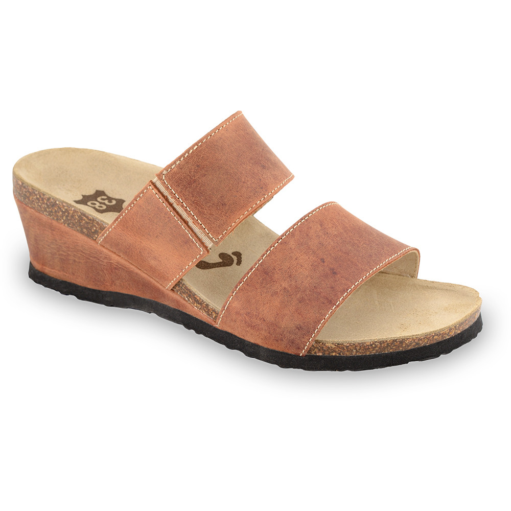 NATASHA Women's leather slippers (36-42) - light brown, 37