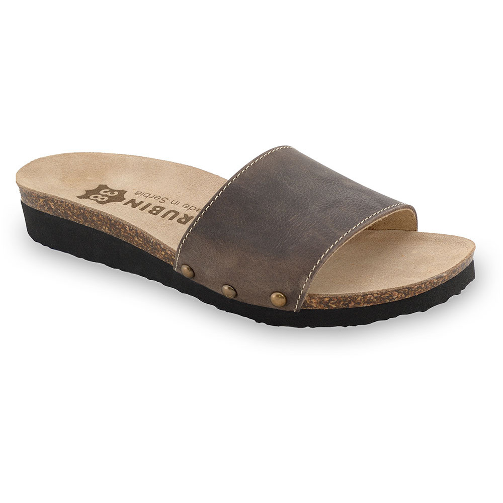 ALBINA Women's slippers - leather (36-42) - brown, 38